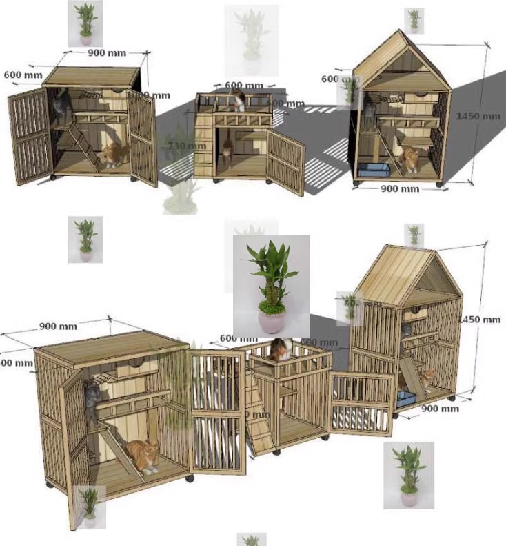 宠物笼子狗房子猫屋动物窝木质小建筑庭院景观木屋su模型sketchup