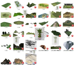 山地山体地形等高线山丘高差景观岩石景观sketchup草图大师su模型
