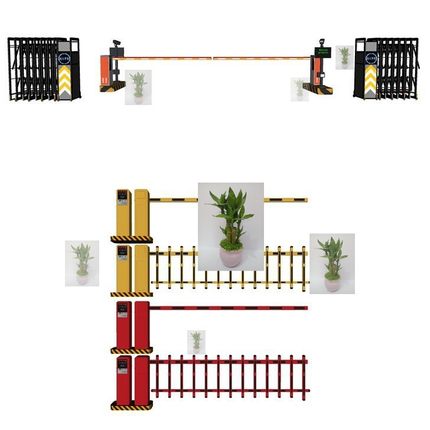 小区商场停车场保安亭停车杆su自动收费杆栏杆工装草图大师SU模型
