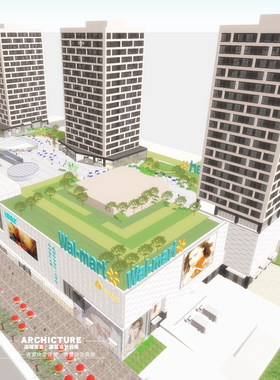 现代城市商业办公综合体/裙房mall/点式高层公寓/规划建筑/su模型