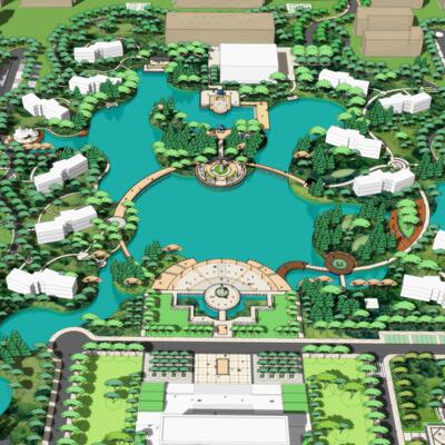 公园/广场/街心/游园/湿地/纪念/住宅区景观/规划/su草图大师模