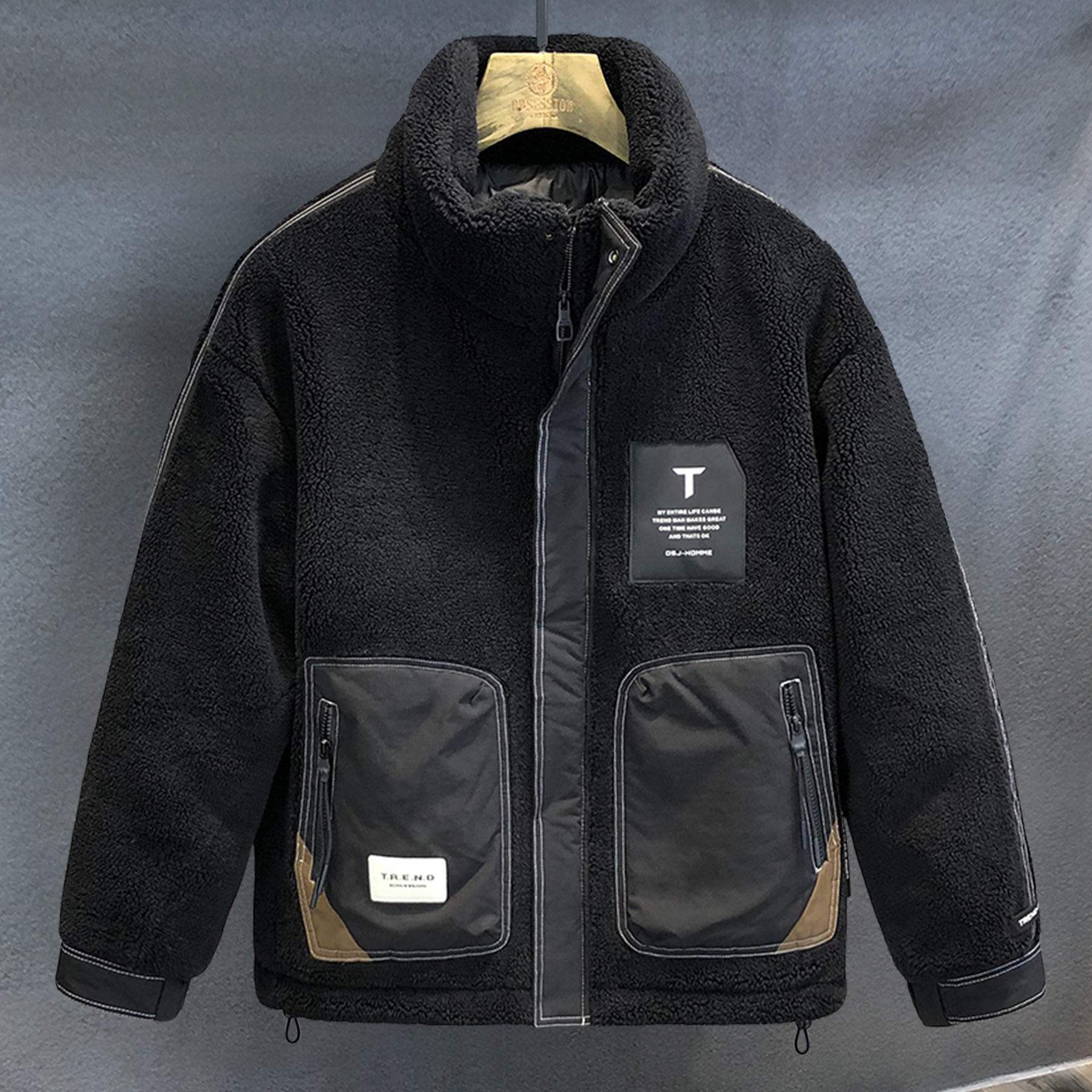 羊羔绒 90白鸭绒重磅厚料潮牌羽绒服男士保暖宽松外套新款男装