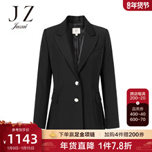 JZ玖姿简约OL风西装2022春季新款女简约职业干练黑色修身外套图片