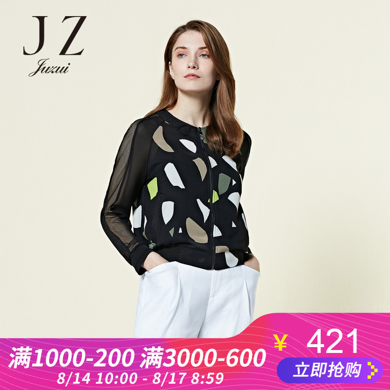 JUZUI/¾Á×˹ٷ½Æì½¢µê2018´º×°Ð¿îÔ²ÁìÎ¢Í¸Íø²¼Å®×°ÀÁ´¶ÌÍâÌ×