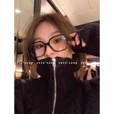 显脸小新品爱心平光镜黑框眼镜