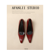 曾小邪 温柔气质百搭红色单鞋 女春尖头浅口法式 粗跟高跟鞋 婚鞋