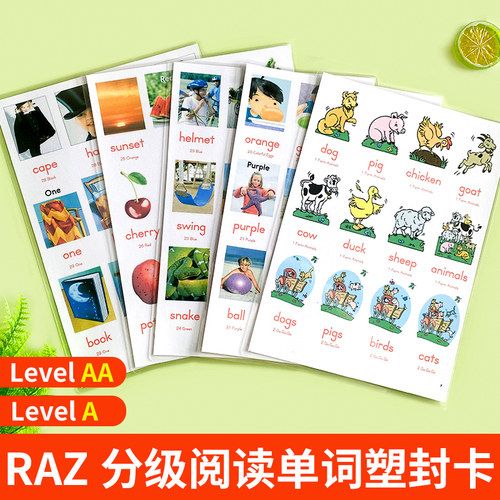 RAZ分级阅读AA级塑封单词卡