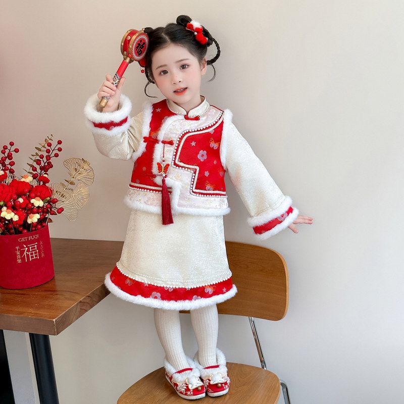 格格服女童古装清朝秋冬加厚儿童冬季汉服中国风唐装拜年旗袍服装