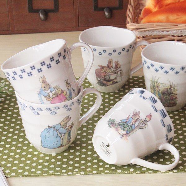 peter rabbit彼得兔陶瓷水杯茶杯马克杯螺纹杯子咖啡杯牛奶情侣杯