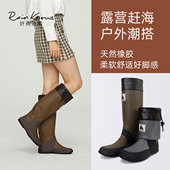 日本野鸟雨鞋 橡胶雨靴便携女士赶海水鞋 协会户外露营雨鞋 高筒时尚