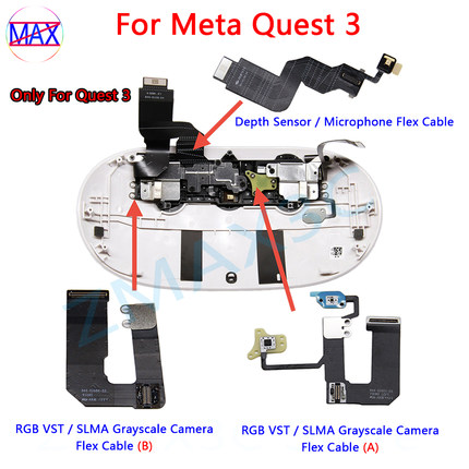 适用于Meta quest 3深度感应器RGB VST SLMA灰度摄像头送话器排线