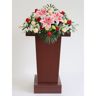 演讲台花会议桌花主持台装饰仿真花前台发言台假花摆件签到节日花