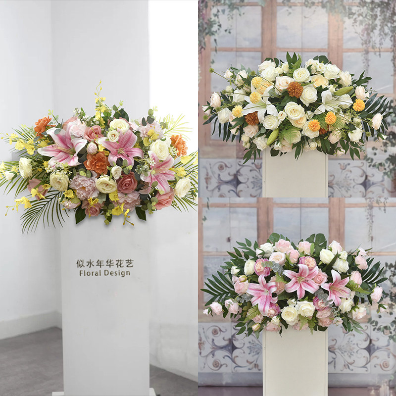 新款仿真花艺高档会议桌花讲台花商务活动主席台签到台装饰摆花