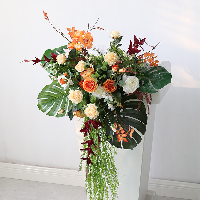 仿真讲台挂花演讲台花束主席台遮挡装饰插花商务会议桌花摆花定制