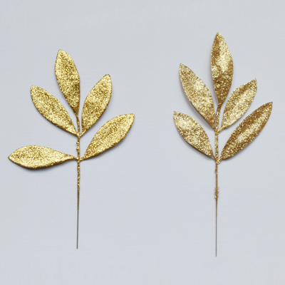 圣诞节金色叶子葱粉插花手工材料