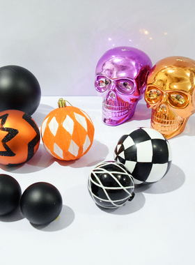 万圣节装饰球塑料空心吊饰骷髅饰品幼儿园场景布置挂件 Hallowee