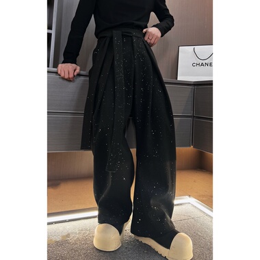 琛哥男装-裤子6536男士秋冬高品质星空飘带毛呢立体弯刀裤