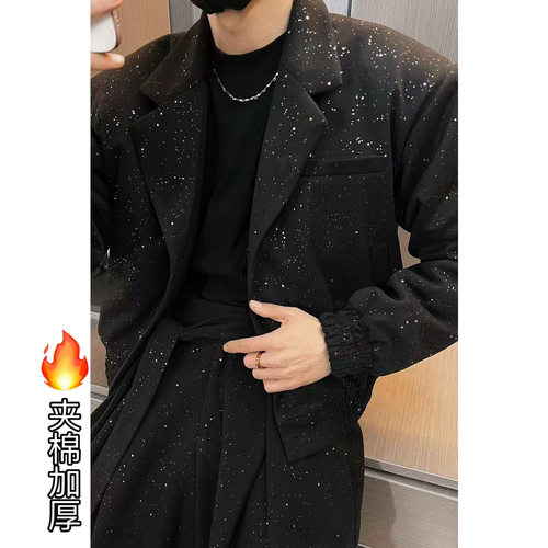 琛哥男装-套装6539男士高品质定制毛呢星空西装夹克外套