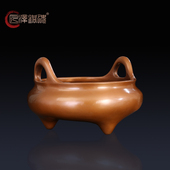 匠泽铜魂 冲耳炉香炉纯紫铜香炉家居薰香炉 宣德炉摆件桥耳炉