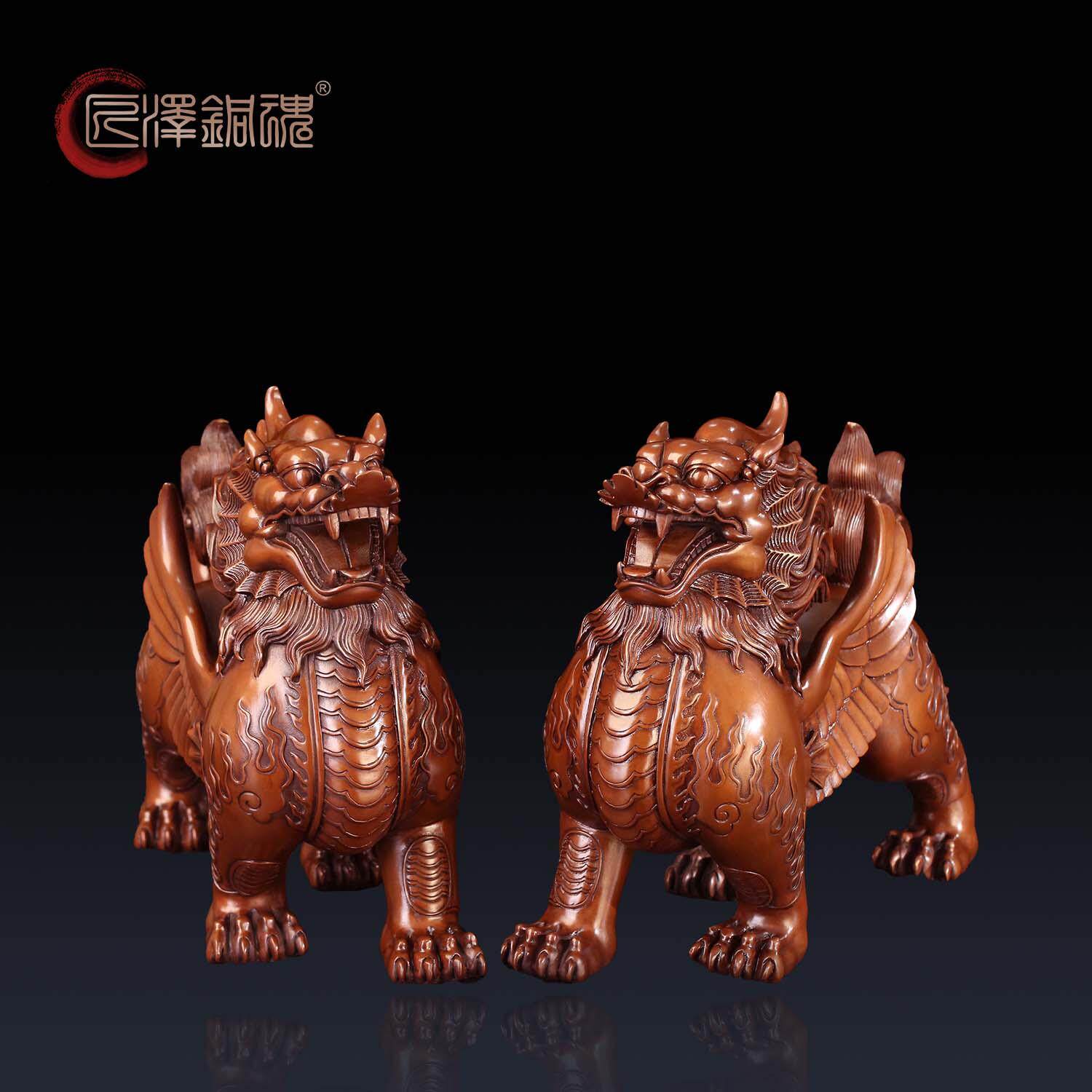匠泽铜魂紫铜独角貔貅摆件双翅貔貅僻邪兽客厅装饰工艺品乔迁