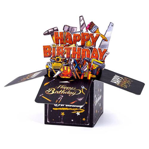 立体贺卡生日盒3D贺卡新款立体祝福创意立体黑金生日工具跨境