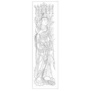 高清敦煌菩萨白描底稿工笔画佛像人物线稿勾线线描实物纸质打印