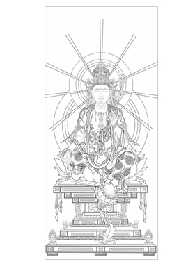 工笔画人物佛像弥勒菩萨线稿高清白描底稿国画勾线线描纸质打印稿