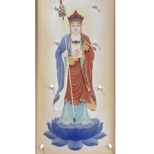 纯手绘地藏传统古典工笔画工笔真丝绢画国画心成品画未装裱