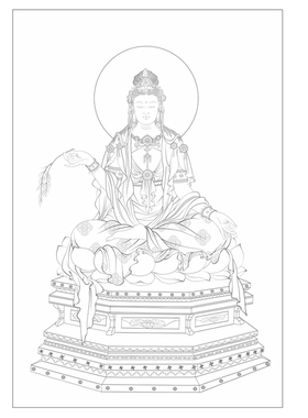 莲台观音菩萨国画白描底稿佛像人物工笔画线稿线描打印勾线过稿