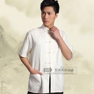李小龙男纯棉短袖青年中式唐装中国风太极武术功夫衫汉服上衣服夏