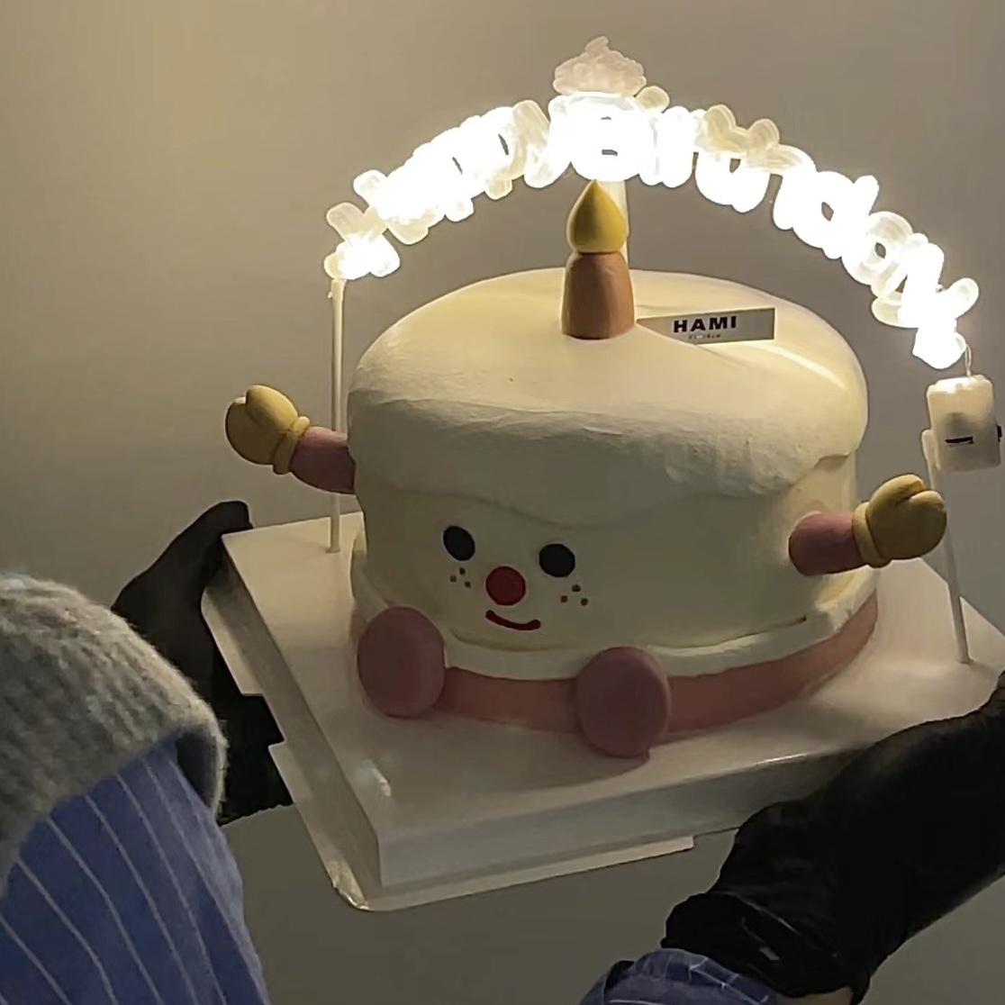 彩虹烘焙馆卡通蛋糕装饰字母彩灯插件中文生日快乐蜡烛人插件