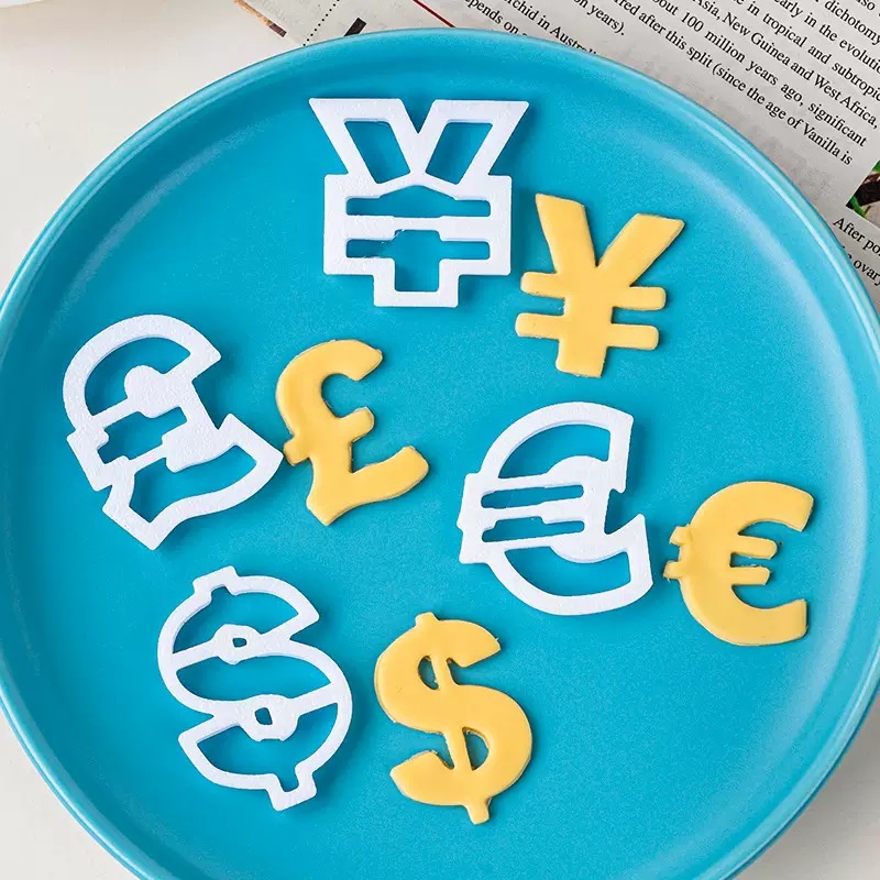 彩虹烘焙馆暴富金币货币钱符号巧克力硅胶模具圆形立体钱符号翻糖