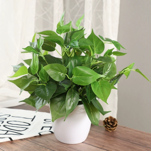 Моделирование растения бонсай зеленый пластиковый пластиковый маленький горшечный зеленый украшение поддельные зеленые растения поддельные цветы и пластины гостиная