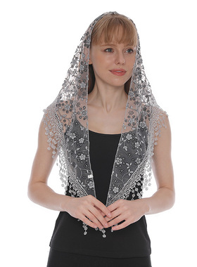 春秋碎花蕾丝韩版三角头纱  经典透气镂空纯色女三角巾 sjj01