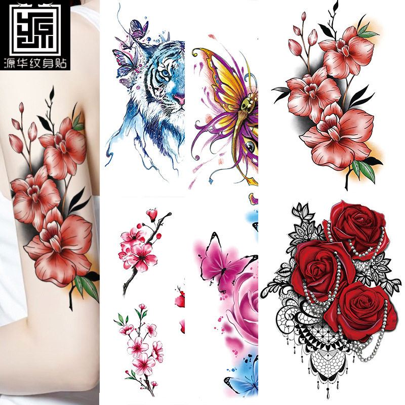 花臂纹身贴 源华纹身贴厂家现货 批发防水半臂纹身 跨境供货