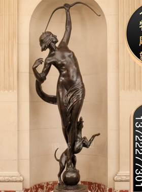 铜雕西方少女女神人物铸铜欧式狩猎女神雕像摆放室内室外景观雕塑