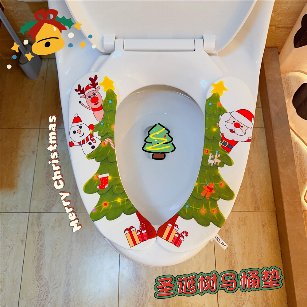 圣诞树印花分体通用马桶垫