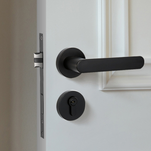 九固门锁室内卧室房门锁磁吸门把手灰黑色北欧静音简约后现代门锁