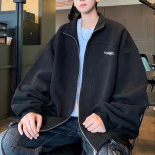 青少年港风字母刺绣开衫 精品2025秋新款 包邮 卫衣外套潮 满两件