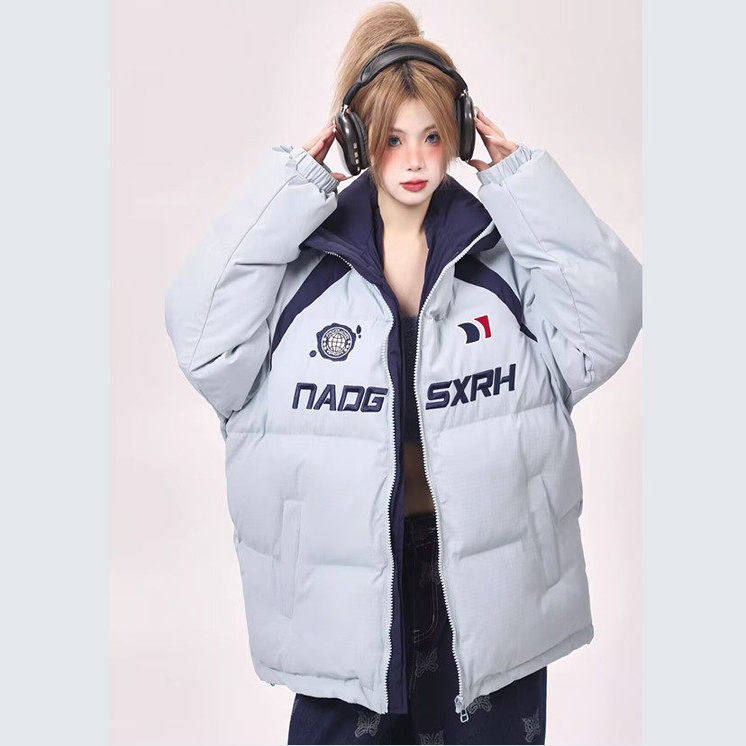 【满两件包邮】2025冬季新款青少年港风撞色立领棉服字母刺绣棉衣,男装,棉衣,淘宝优惠券,粉丝福利购,淘宝优惠卷