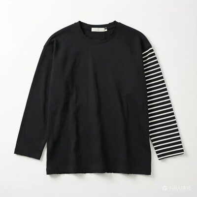11960【满两件包邮】2026春季新款港风破洞风毛边撞色卫衣打底潮