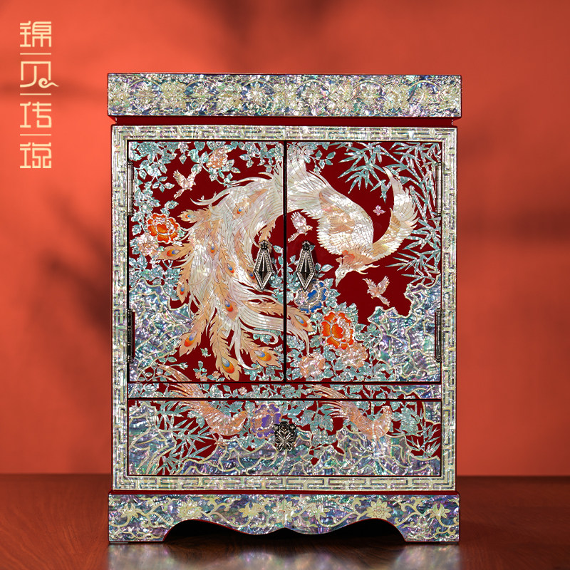 锦贝传说螺钿首饰柜珠宝项链收纳盒木质首饰盒储物柜生日结婚礼物