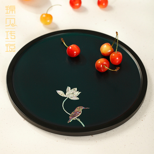 锦贝传说螺钿漆器茶盘家用茶具台古风小型托盘放茶叶杯干泡台茶海