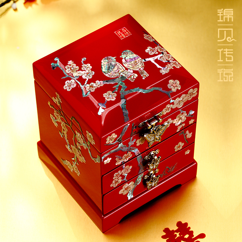 锦贝传说喜结良缘螺钿首饰盒