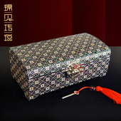 锦贝传说螺钿漆器首饰盒带锁公主中式 实木质手饰品收纳盒结婚礼物