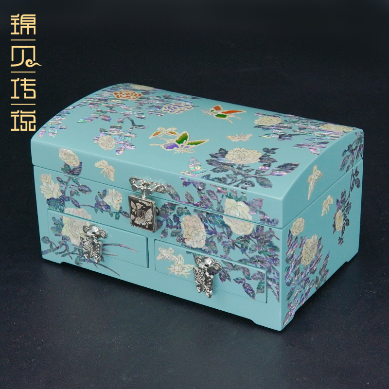 螺钿漆器首饰盒刺绣新款收纳饰品