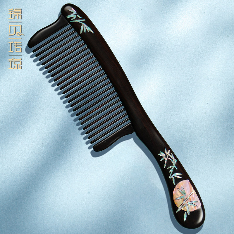 锦贝传说螺钿半月梳手柄梳头皮经络按摩木梳女长发手握家用梳子