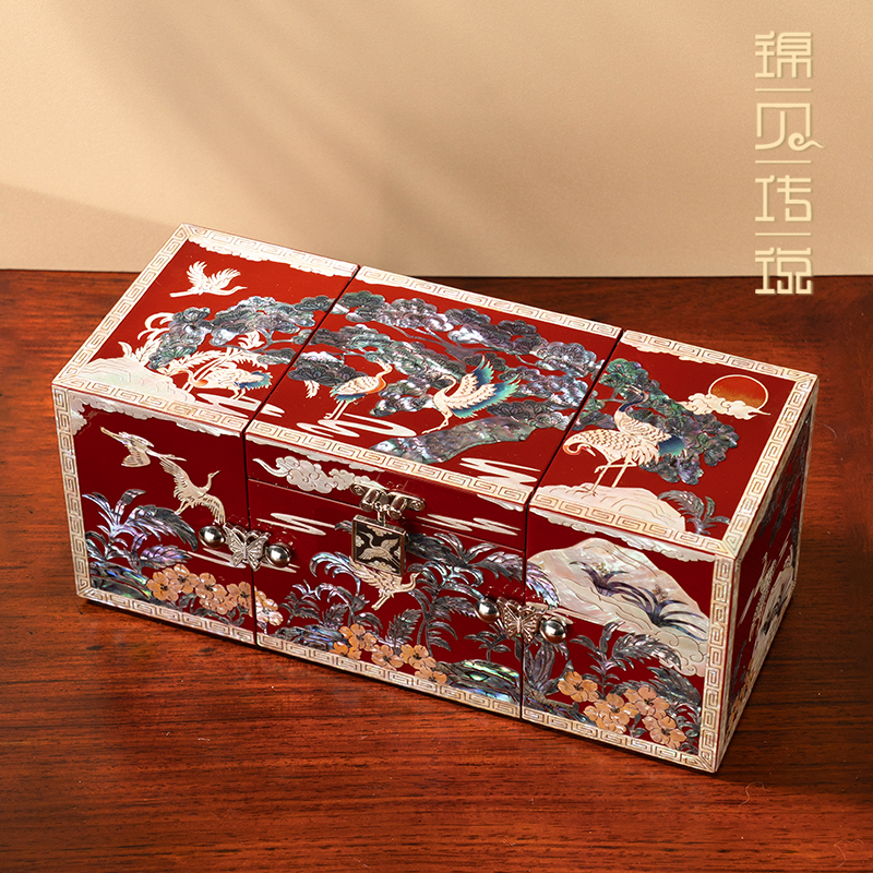 锦贝传说螺钿首饰盒仙鹤送长辈