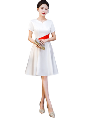 苏雅琪甜美小礼服短袖短裙演出服