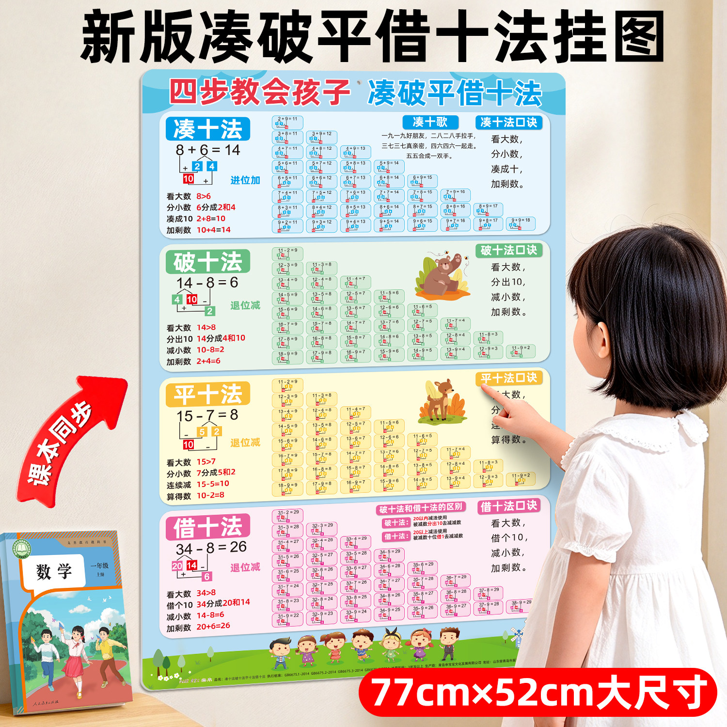 凑十法破十法平十法借十法挂图幼小衔接一年级学习20以内加减分解
